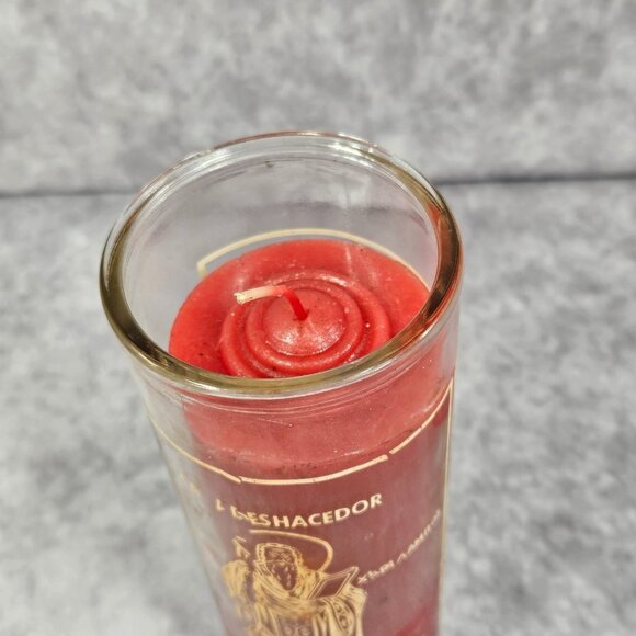 Prayer to Saint Undoer San Deshacedor 8.5" Red Glass Candle Botanica Shamanic - Picture 4 of 10